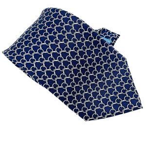 J. McLaughlin 100% silk blue white chain link print tie necktie 3.5" w